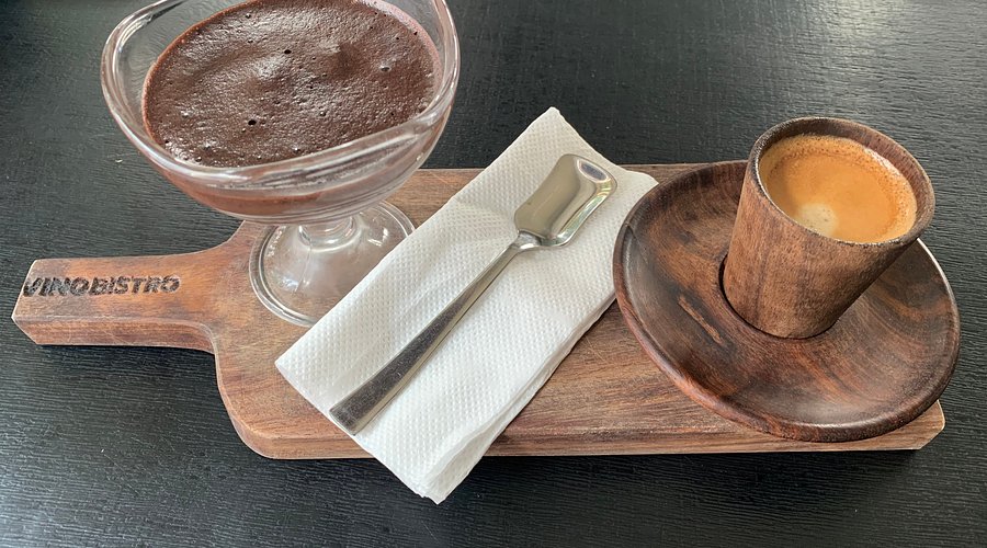 Chocolate mousse and espresso coffee